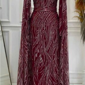 Elegant Burgundy Evening Gown